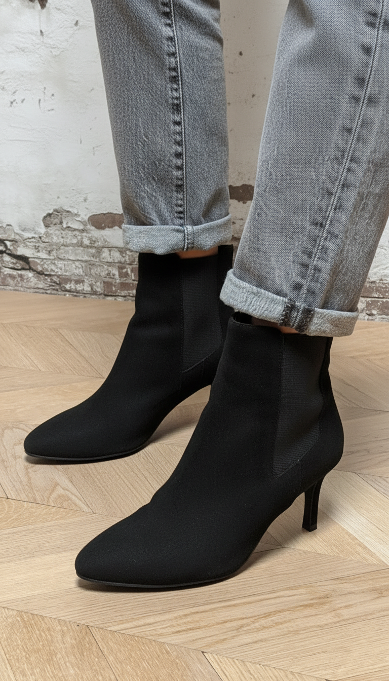 Elmont | Elastic Ankle Boot with Slim Heel