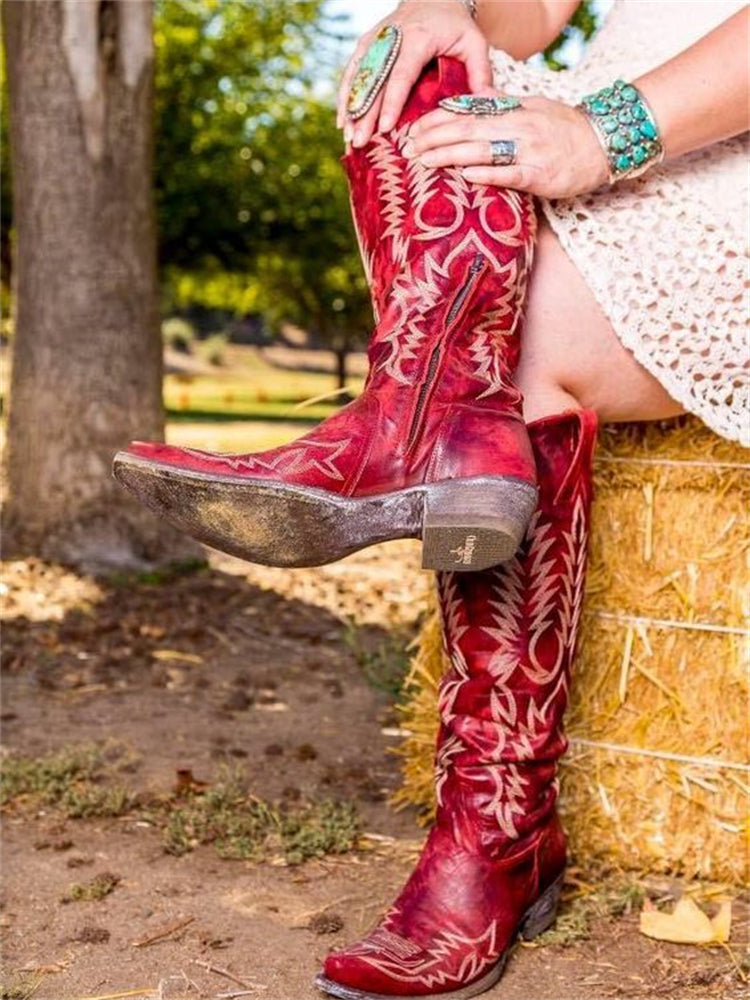 Elmont | Western Embroidered Knee-High Cowboy Boots