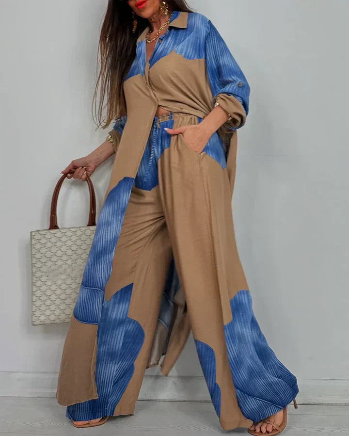 Sarah | Cropped Collared Button Shirt Set