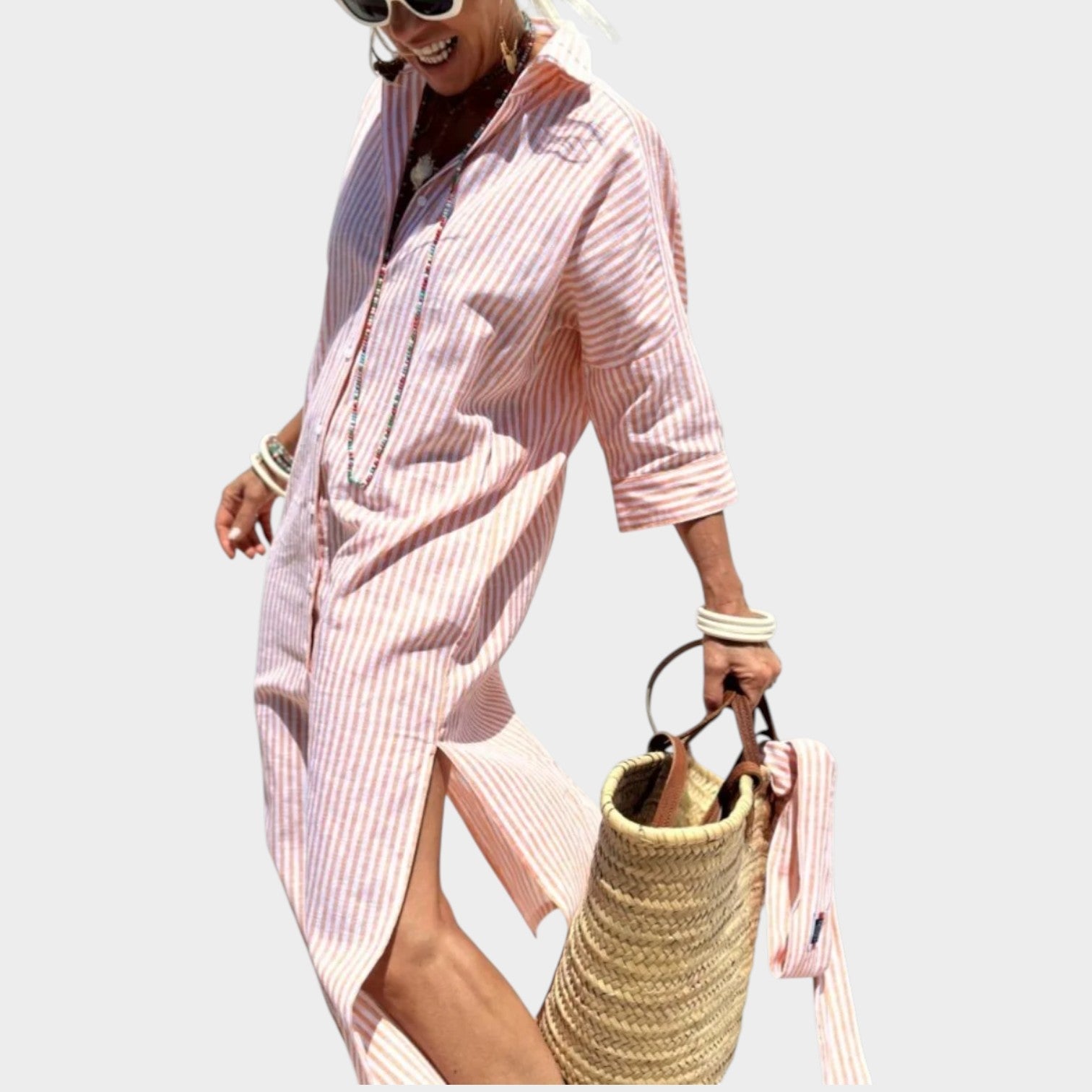 Jasmine | Midi Shirt Dress, Bohemian Geometric Print
