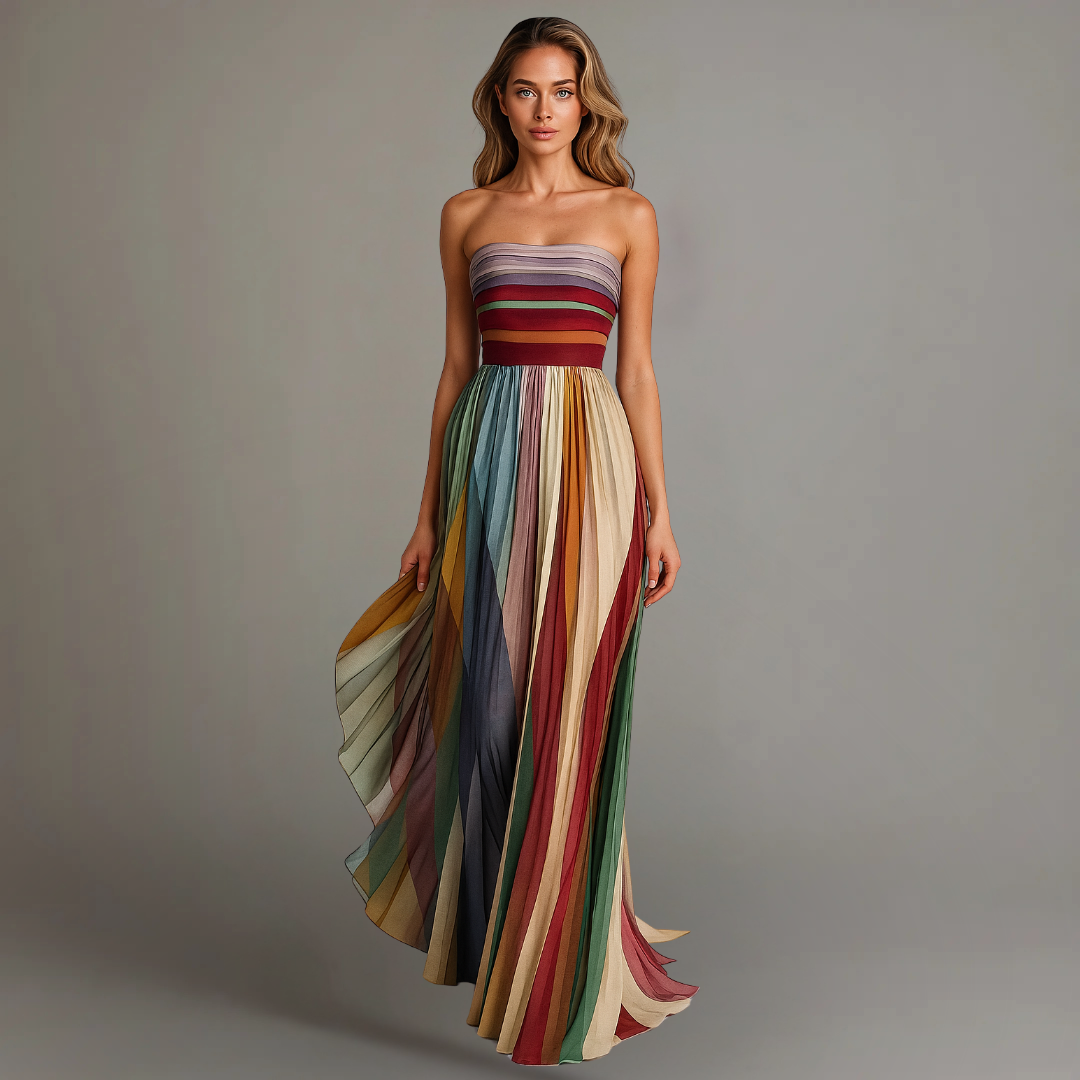 Samantha | Pleated Maxi Strapless Dress