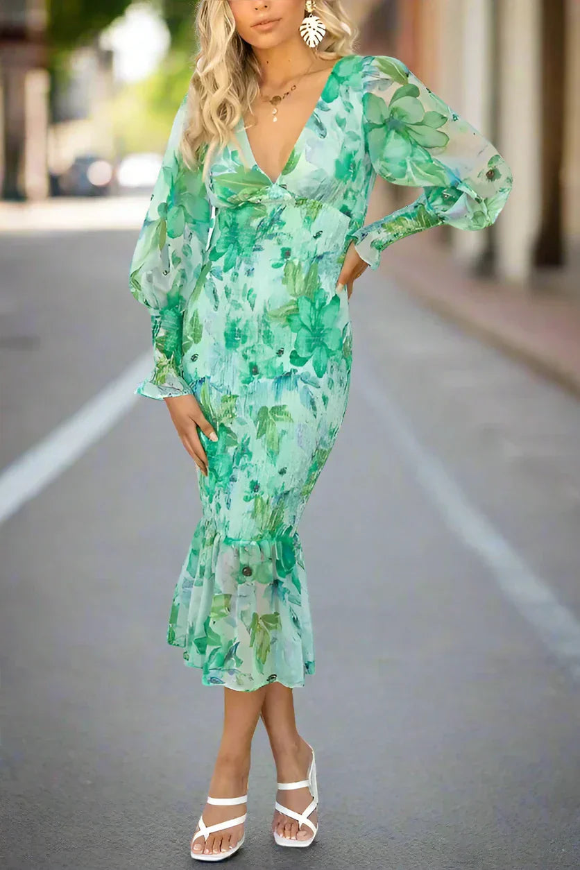 M&H | Floral Ruffle Midi Dress