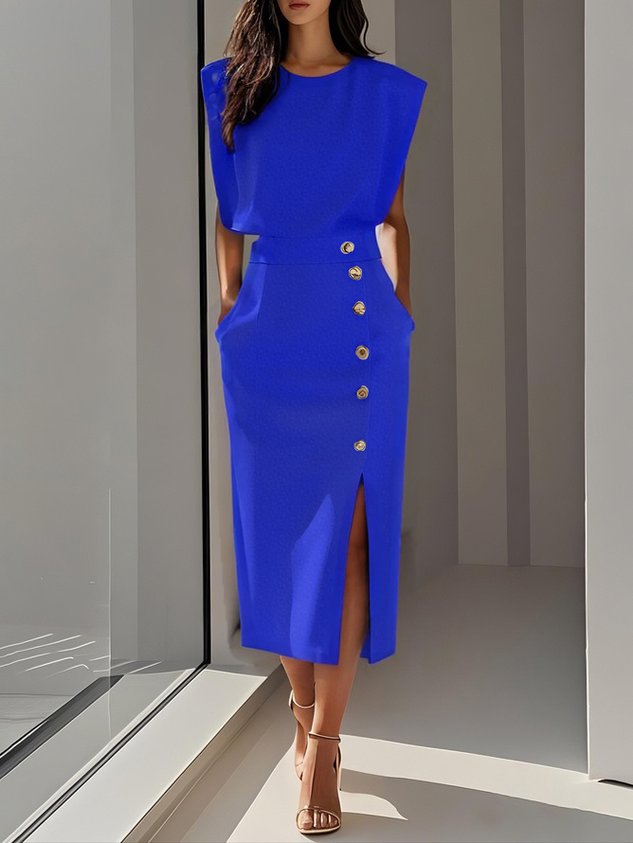 M&H | Midi Dress with Button Slit