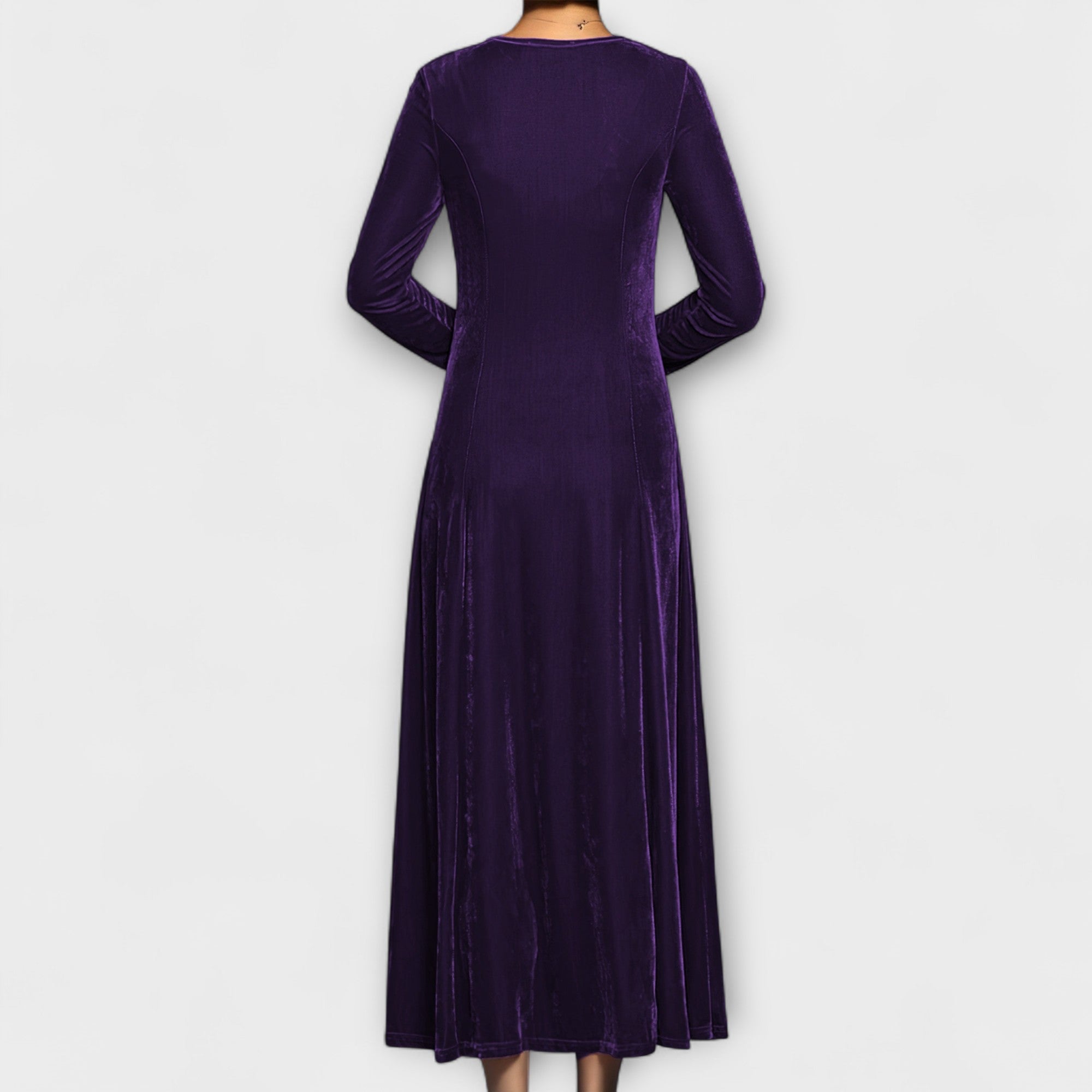 Elmont | Long-Sleeve Velvet A-Line Dress