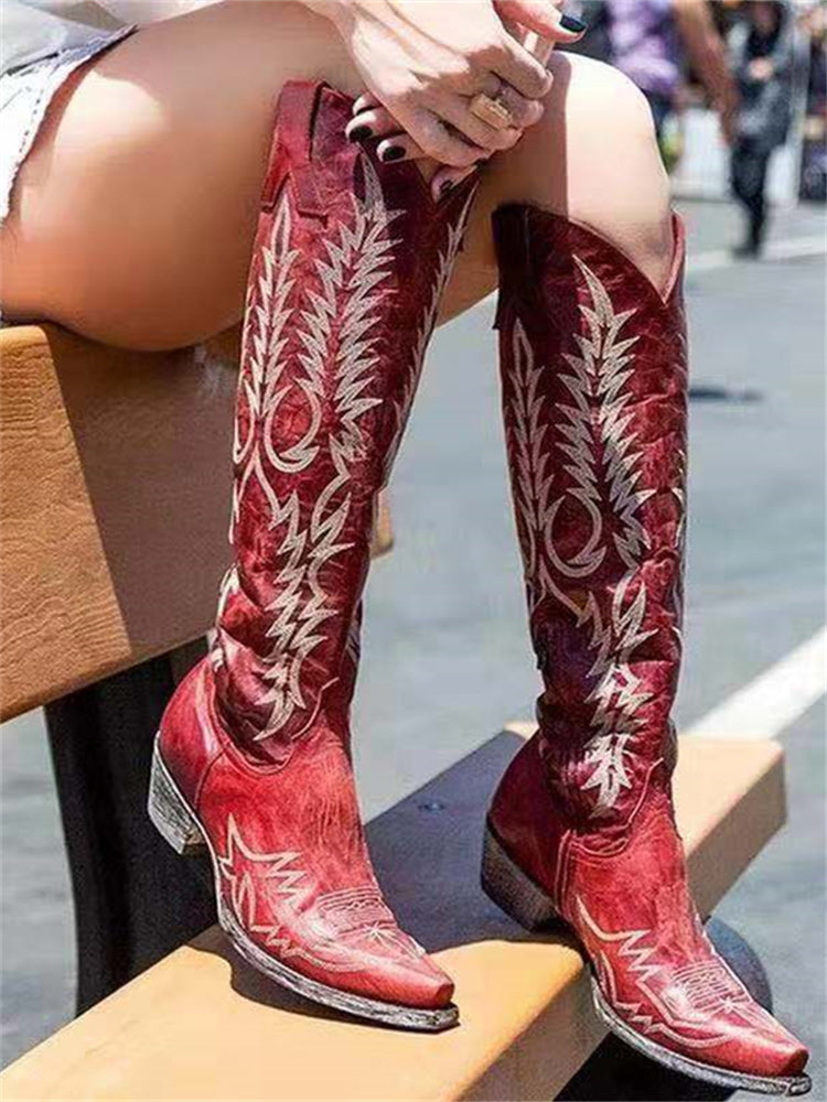 Elmont | Western Embroidered Knee-High Cowboy Boots