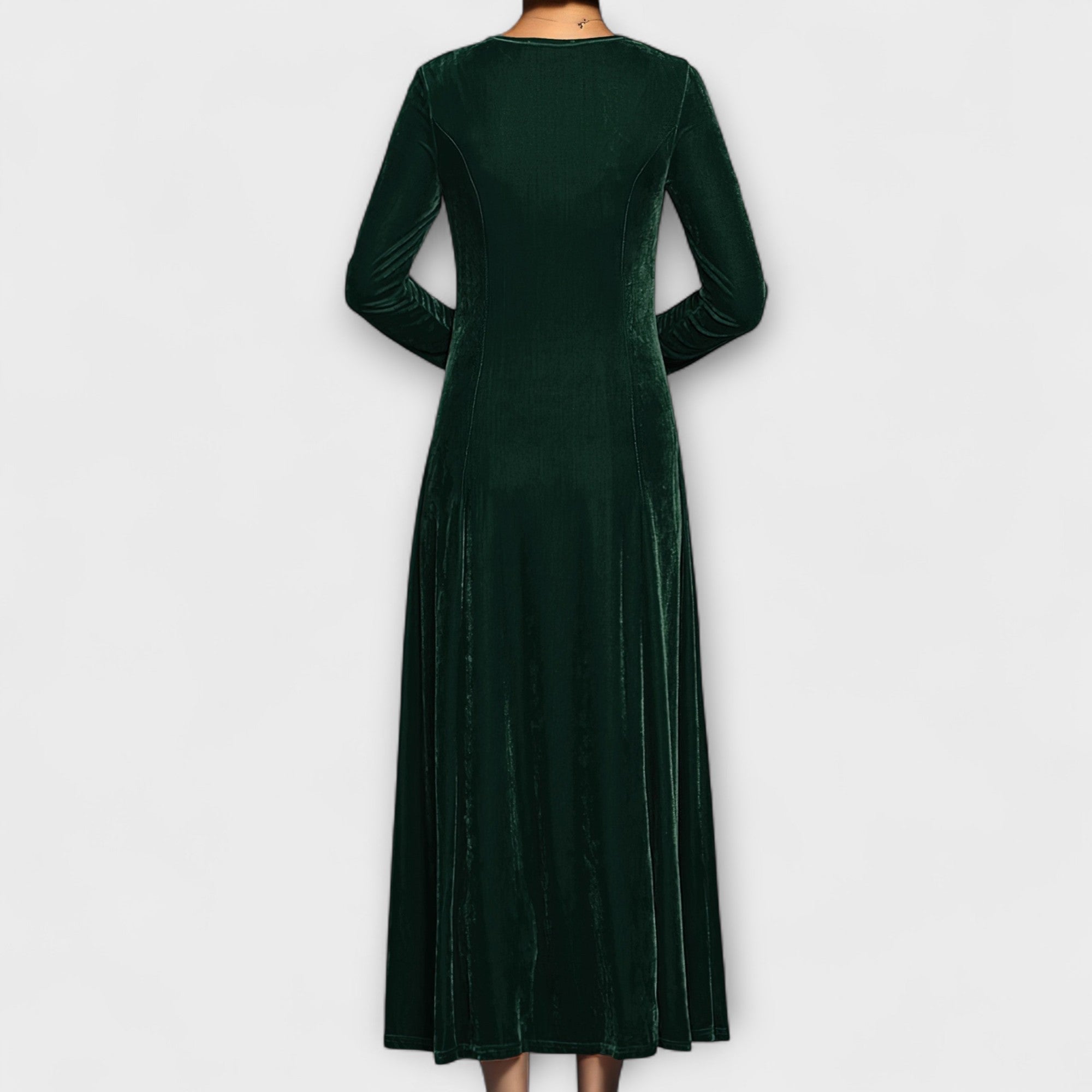 Elmont | Long-Sleeve Velvet A-Line Dress