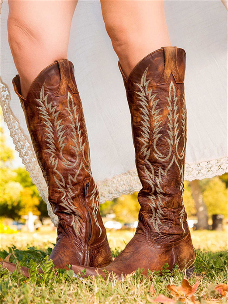 Elmont | Western Embroidered Knee-High Cowboy Boots