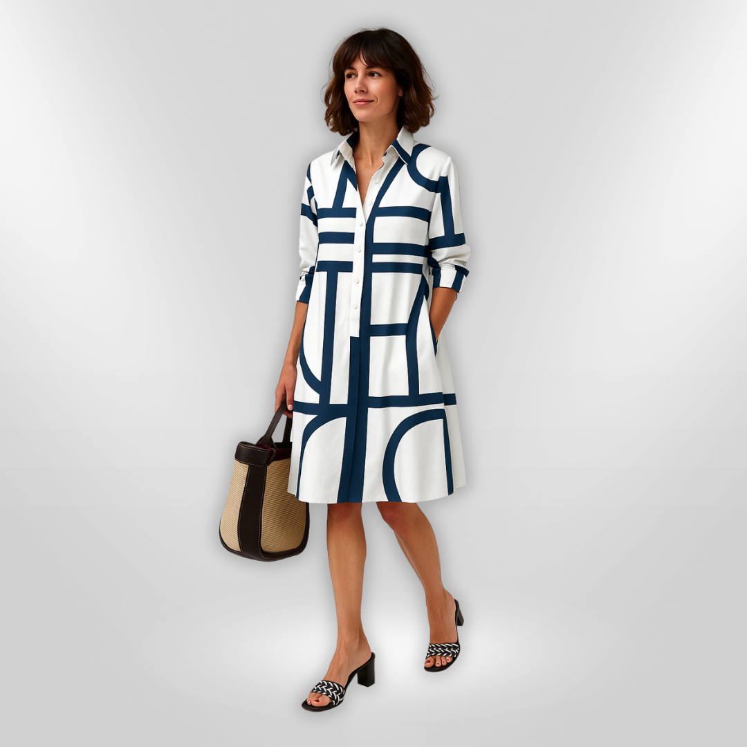 M&H | Geometric Button-Front Dress