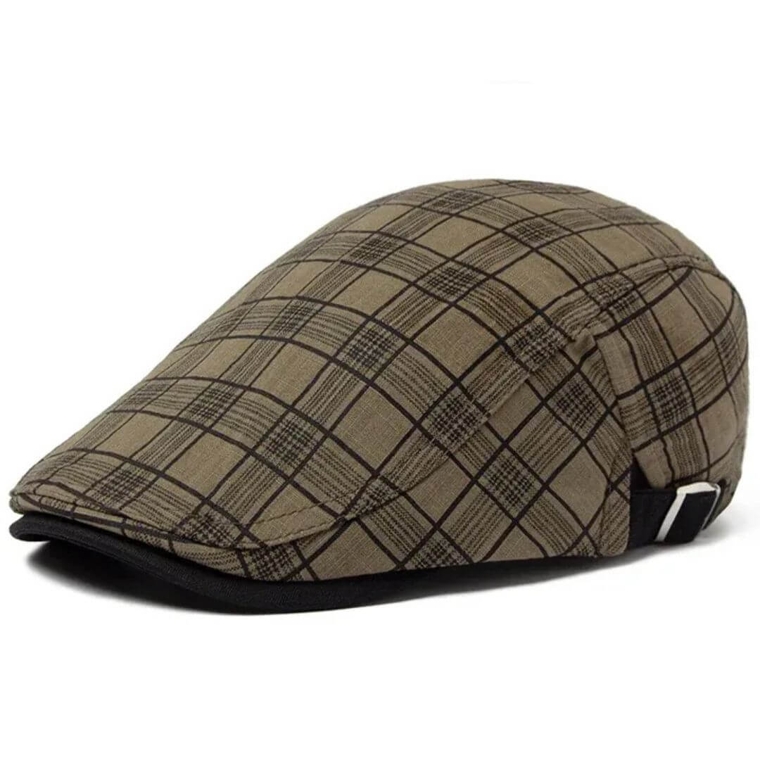 Elmont | Linen-Cotton Plaid Flat Cap