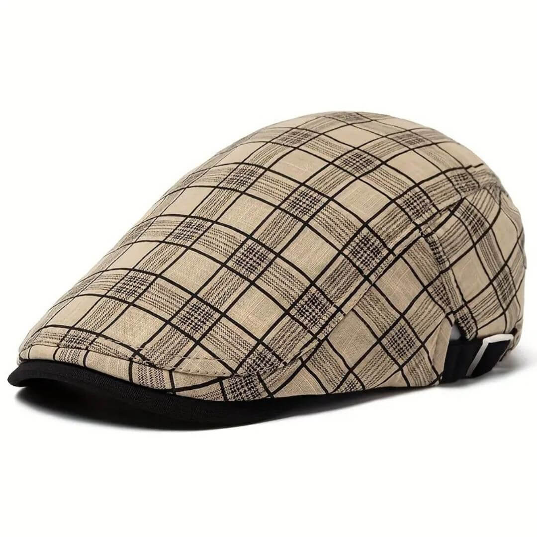 Elmont | Linen-Cotton Plaid Flat Cap