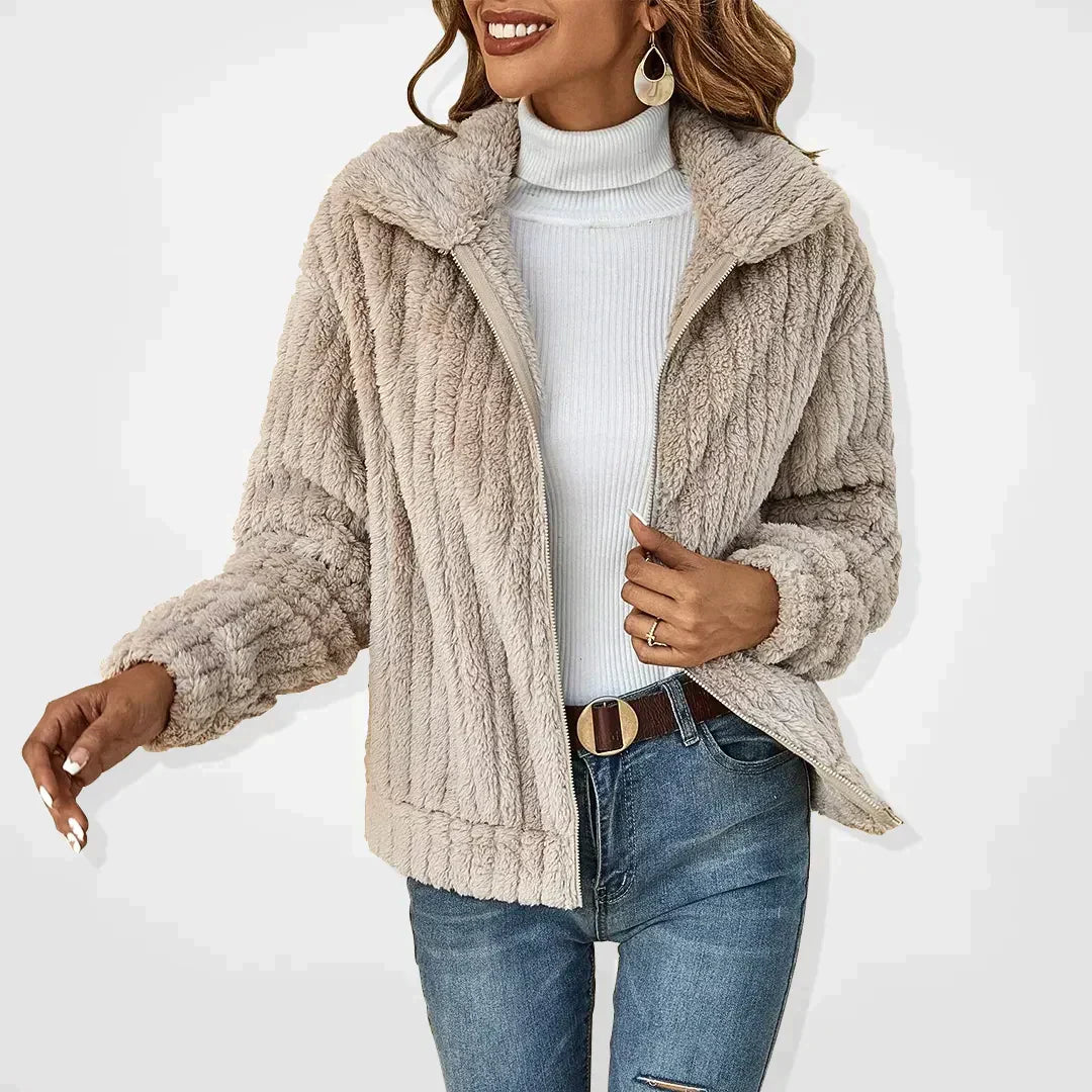 Sarah | Textured Long Sleeve Zip Sweater