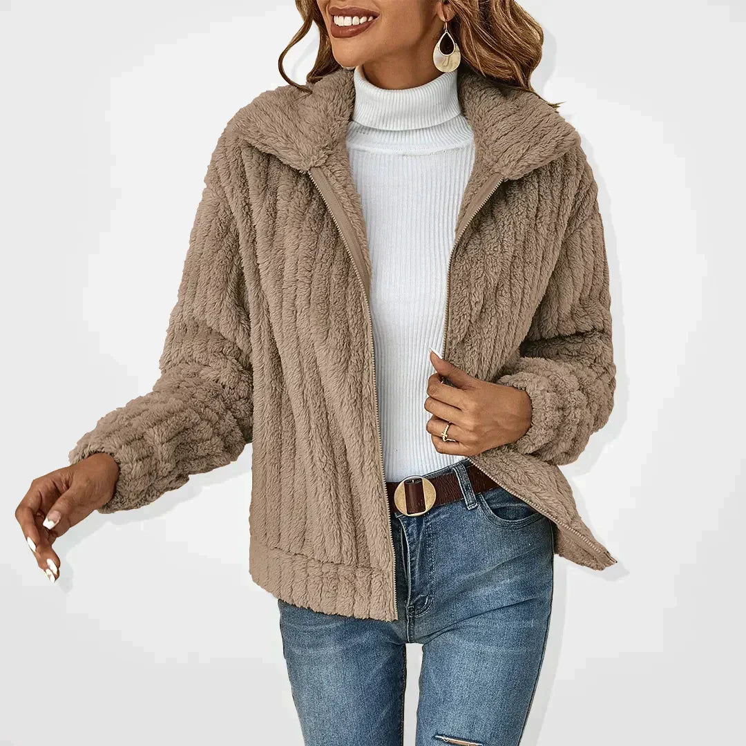 Sarah | Textured Long Sleeve Zip Sweater