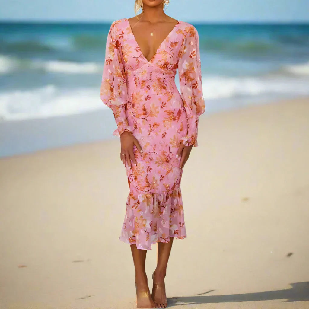 M&H | Floral Ruffle Midi Dress