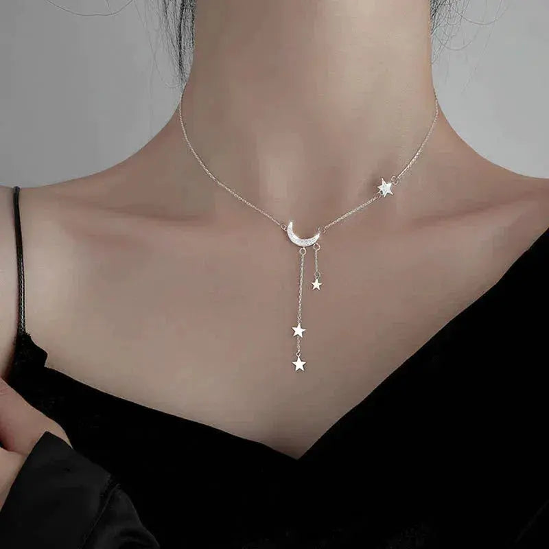 Elmont | Silver Moon and Stars Necklace
