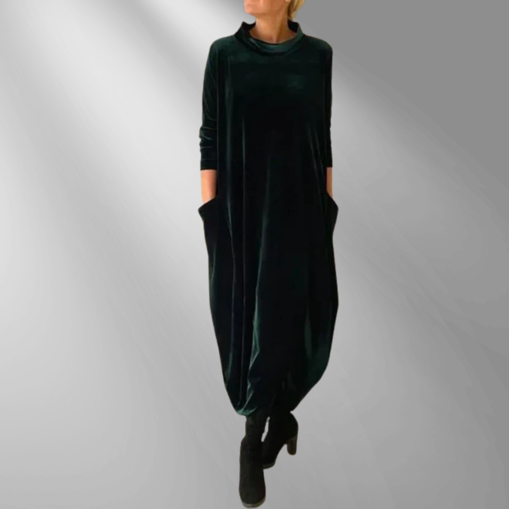 Elmont | Draped Slouch-Neck Maxi Dress