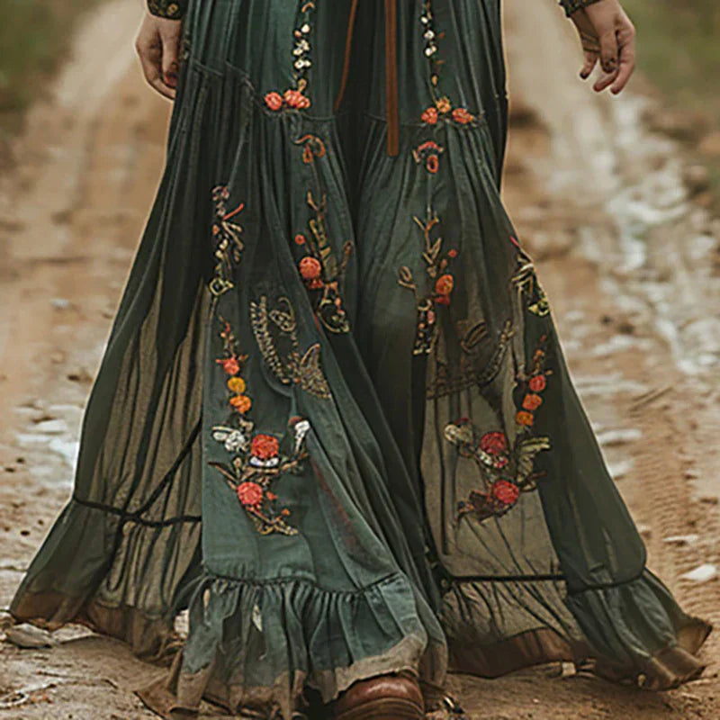 Jasmine | Sheer-Sleeve Maxi Dress