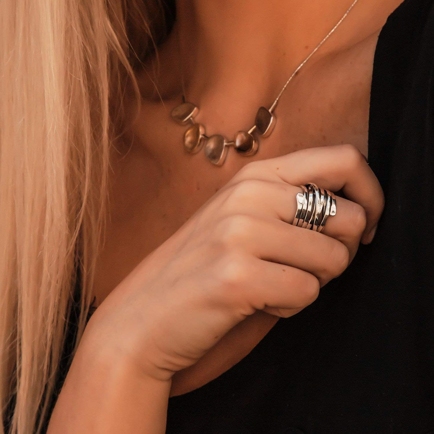 Elmont | Wide Layered Silver Ring