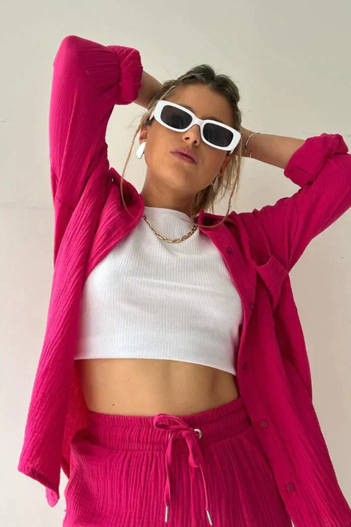 Elmont | Cropped Top & High-Waisted Pants Set