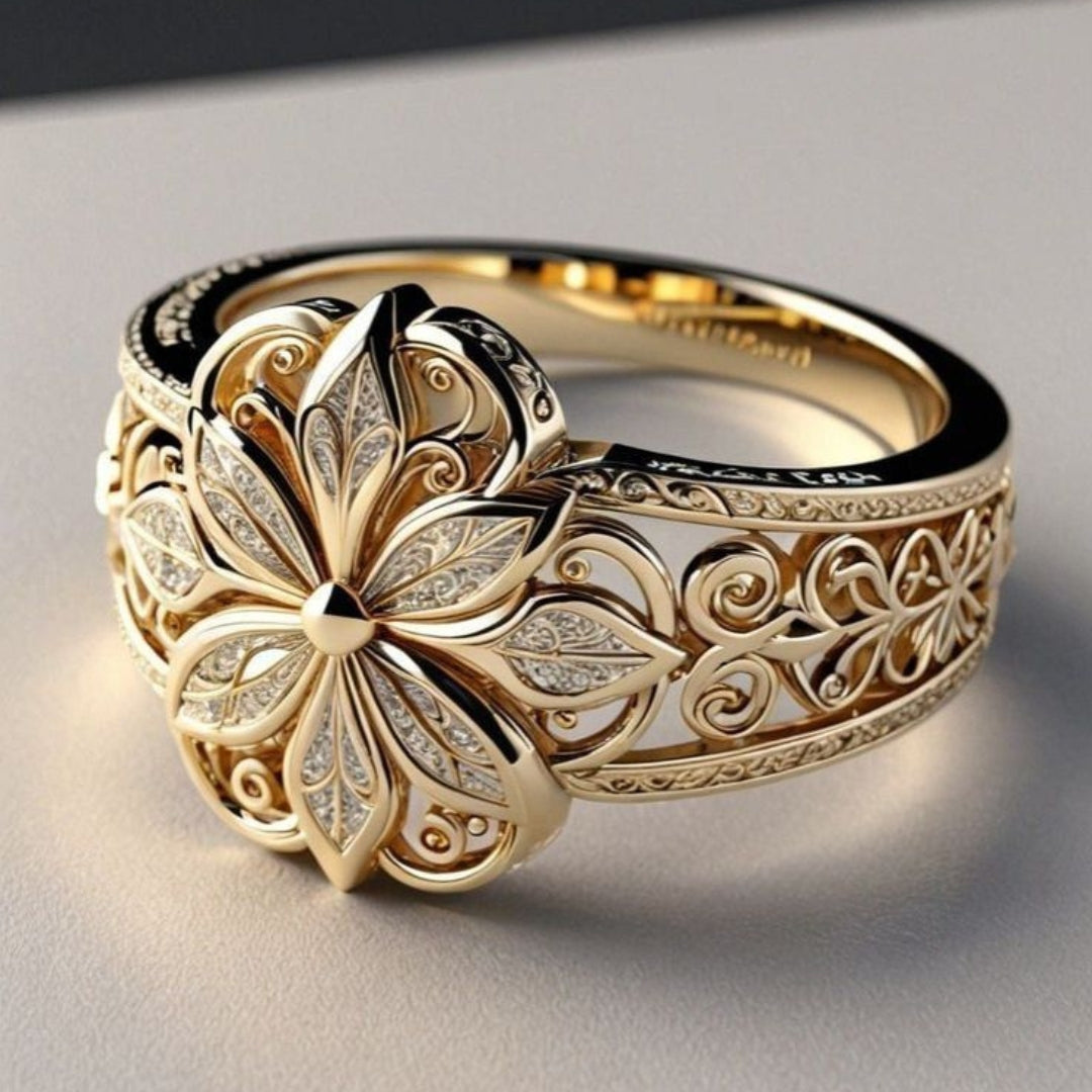 Elmont | Floral Cubic Zirconia Gold-Tone Ring