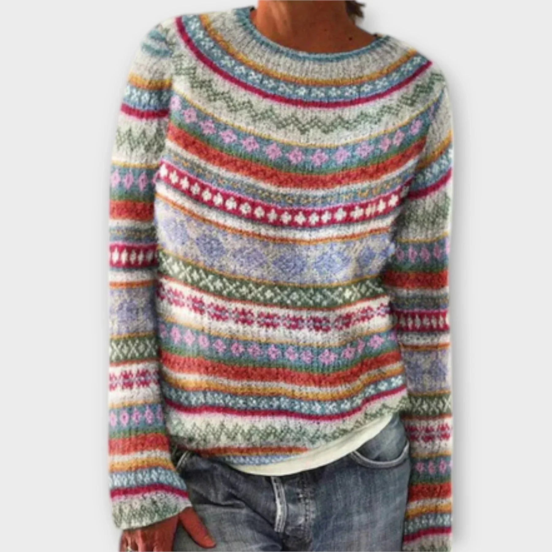 Sarah | Patterned Crew Neck Sweater