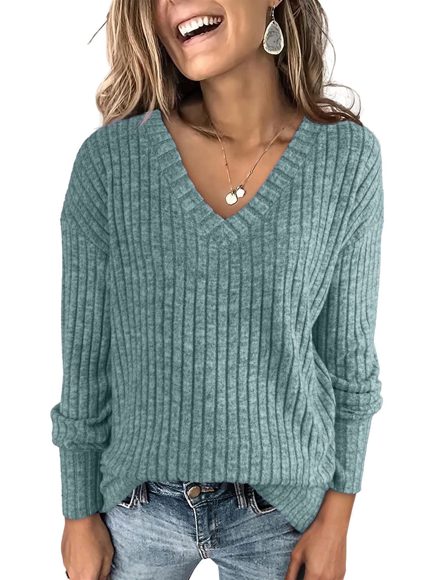 Elmont | Women's V-Neck Oversized Knit Sweater