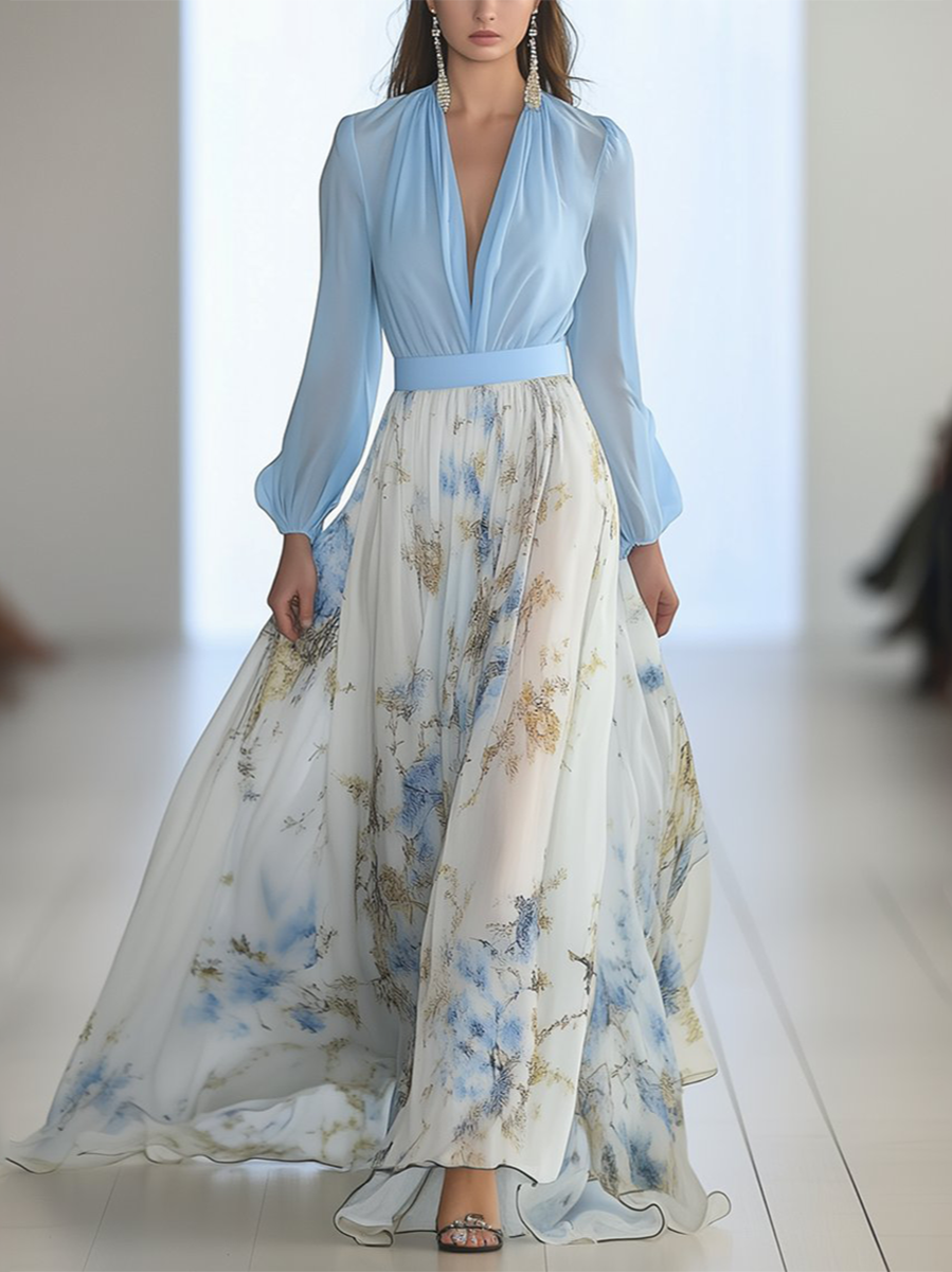 M&H | Mixed-Print Maxi Gown