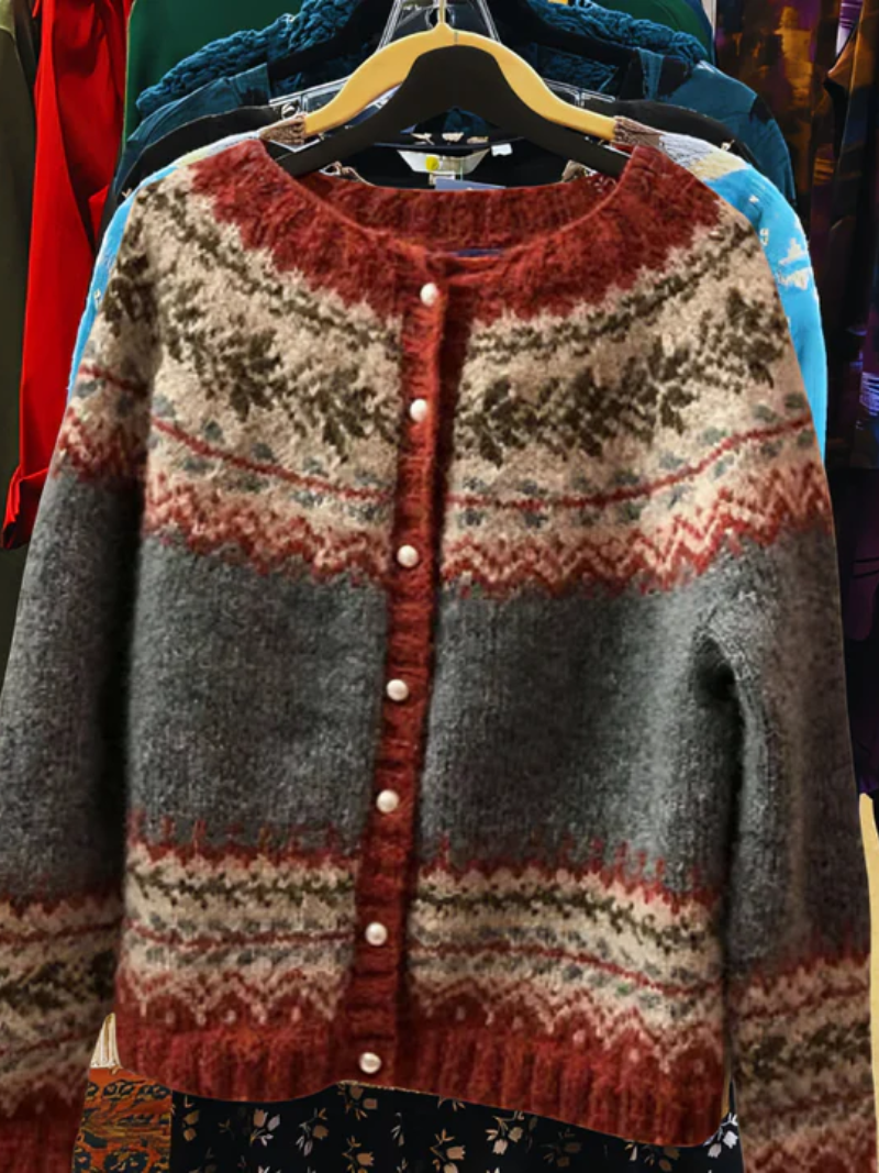 Elmont | Wool-Blend Winter Pattern Cardigan