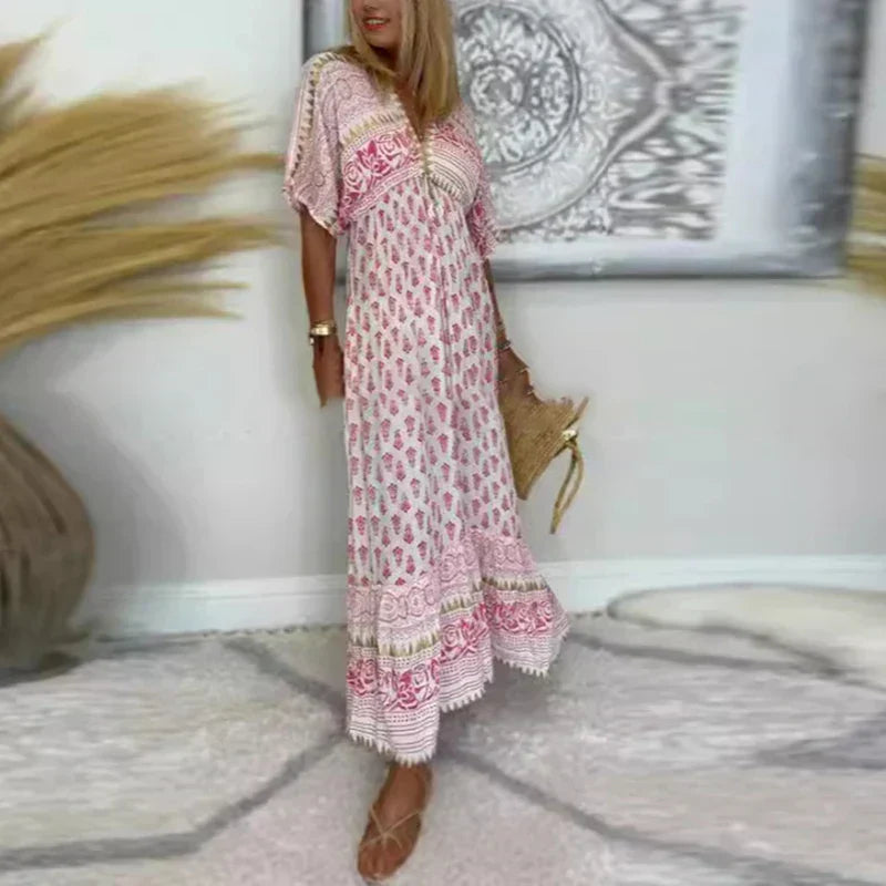 Sarah | Boho Print Loose Maxi Dress