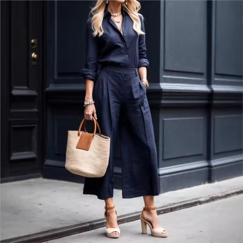 M&H | Two-Piece Set with Cropped Wide-Leg Pants