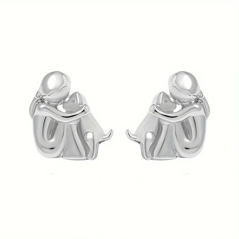 Elmont | Girl Hugging Dog Earrings