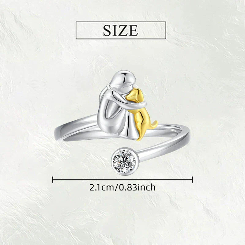 Elmont | Sterling Silver Dog Embrace Adjustable Ring