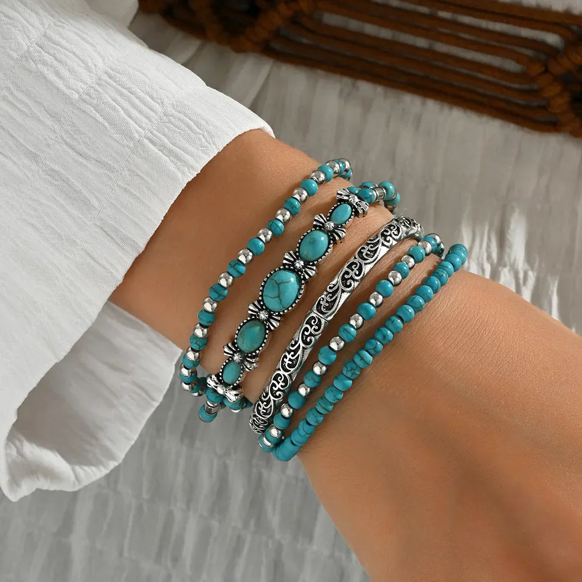 Elmont | Bohemian Turquoise Beaded Bracelet Set