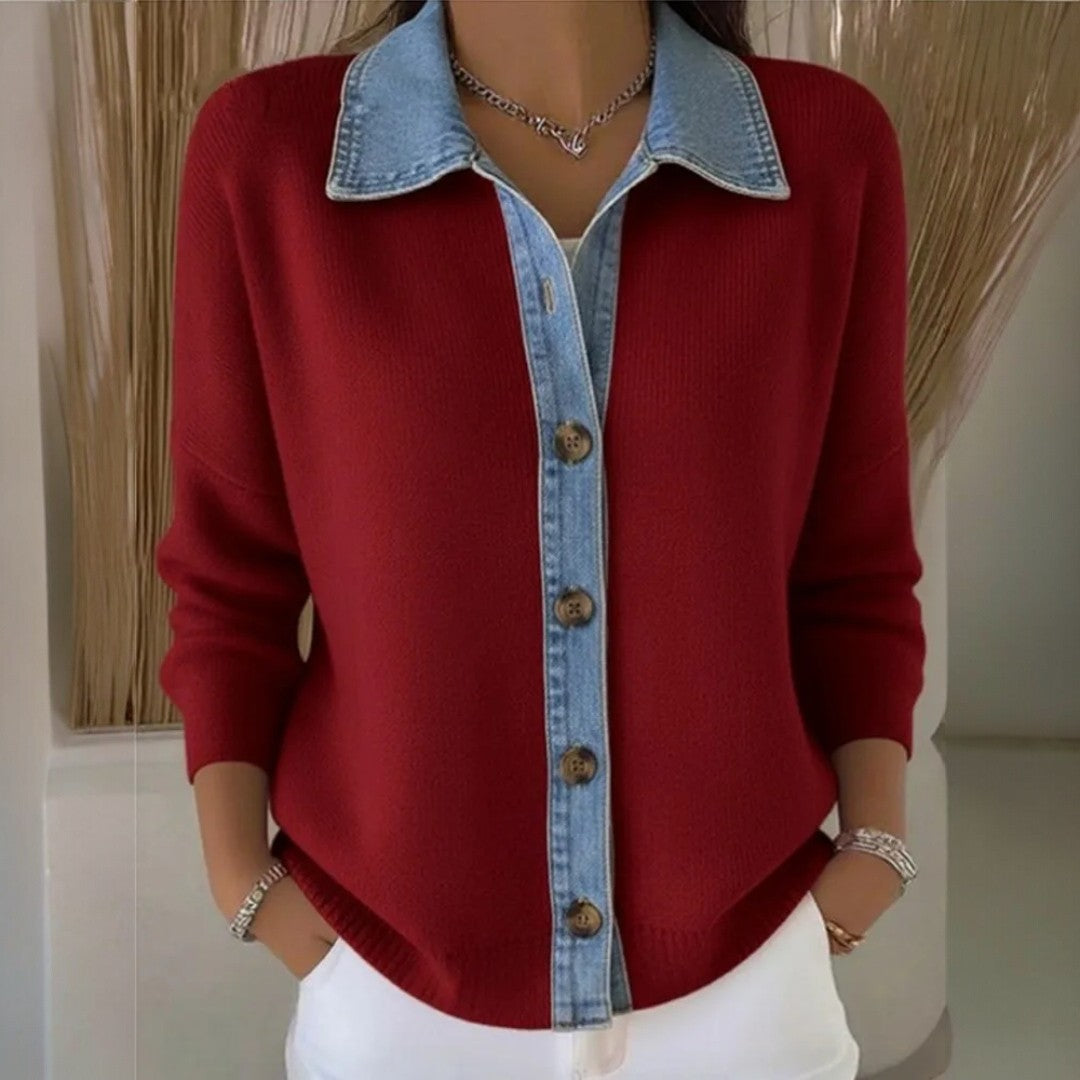 Elmont | Denim-Collar Knit Sweater