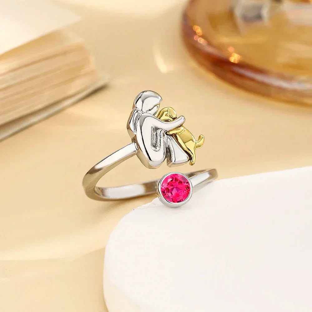 Elmont | Adjustable Sterling Silver Dog Hug Ring