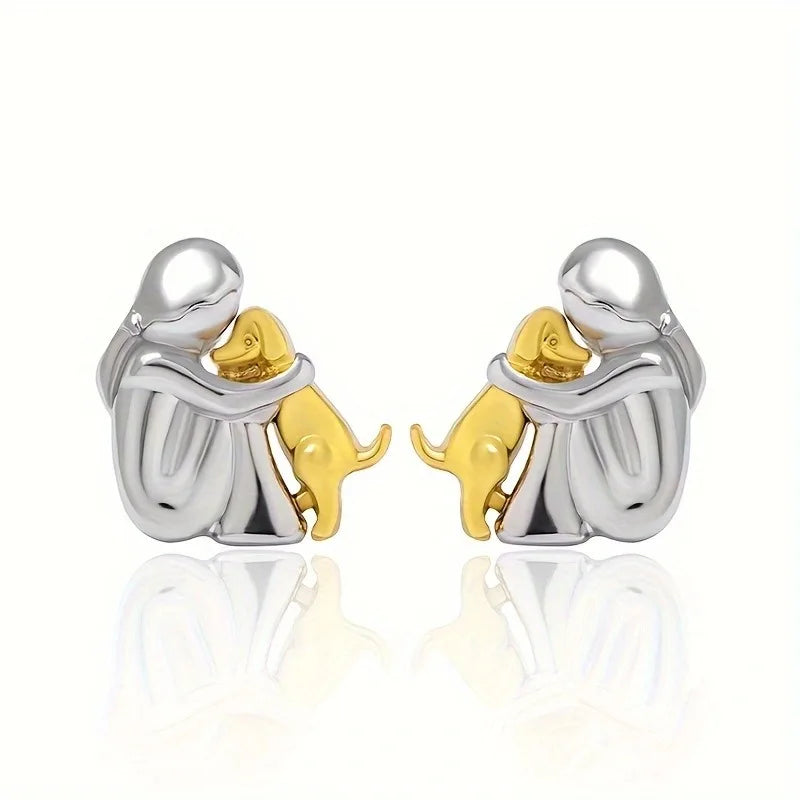 Elmont | Girl Hugging Dog Earrings