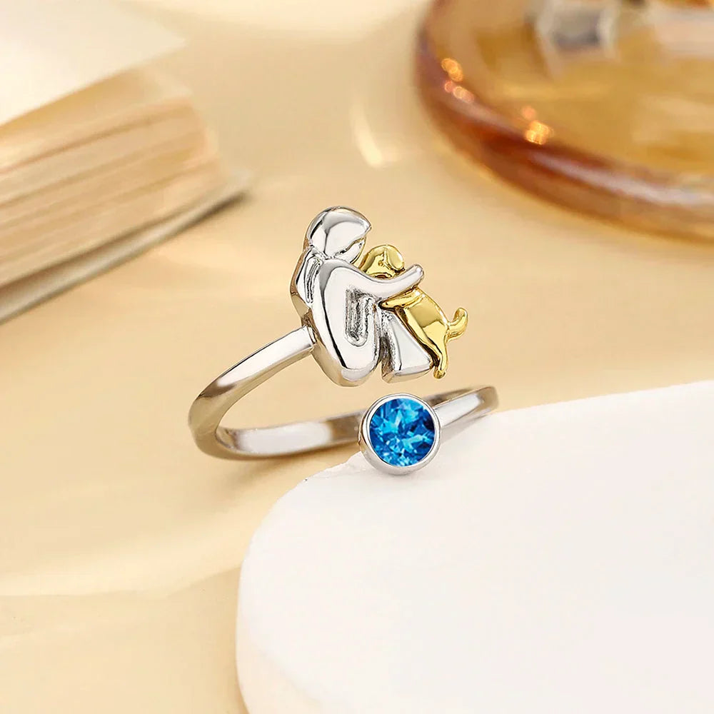 Elmont | Adjustable Sterling Silver Dog Hug Ring