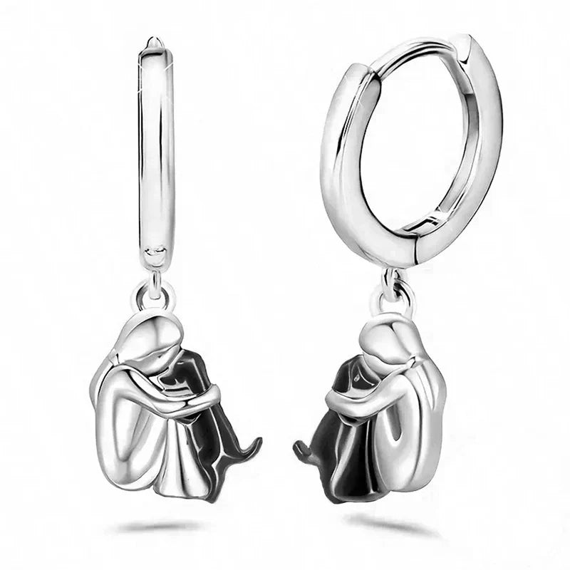Elmont | Girl and Dog Hug Earrings (Round Closure)