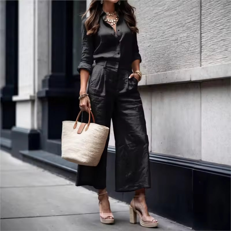 M&H | Two-Piece Set with Cropped Wide-Leg Pants