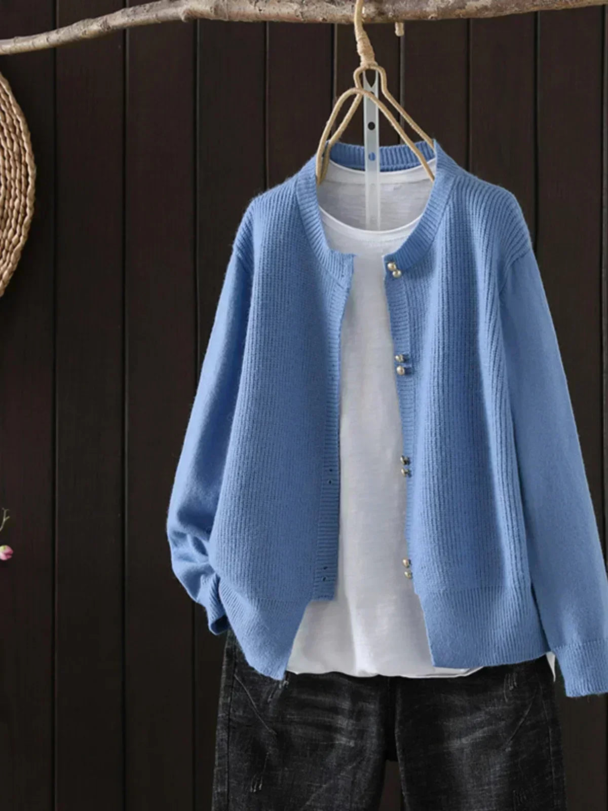 Simone | V-Neck Button-Front Cardigan, Ribbed Cuffs