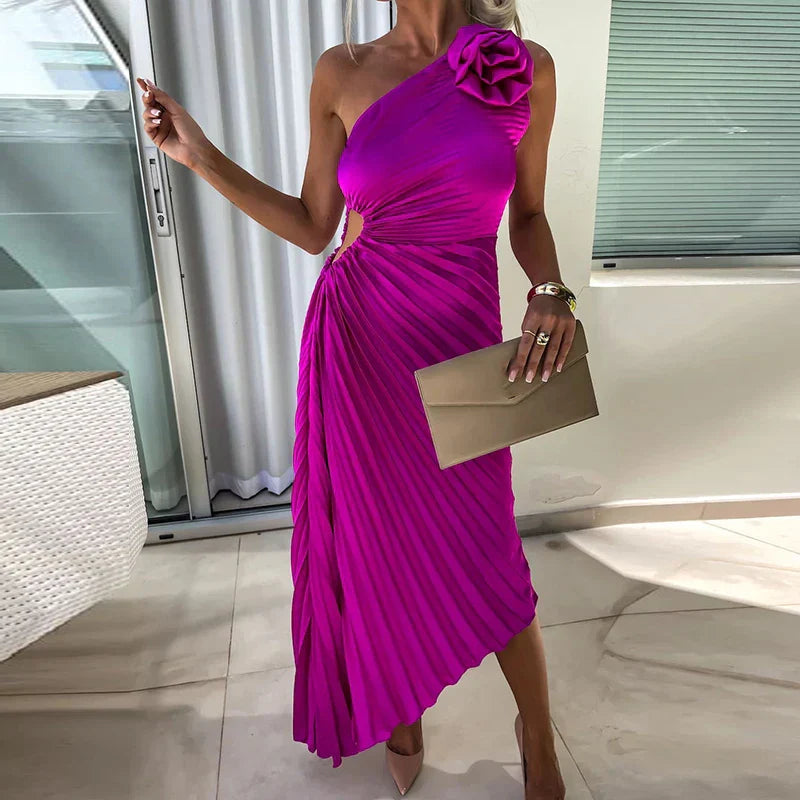 M&H | One-Shoulder Pleated Dress