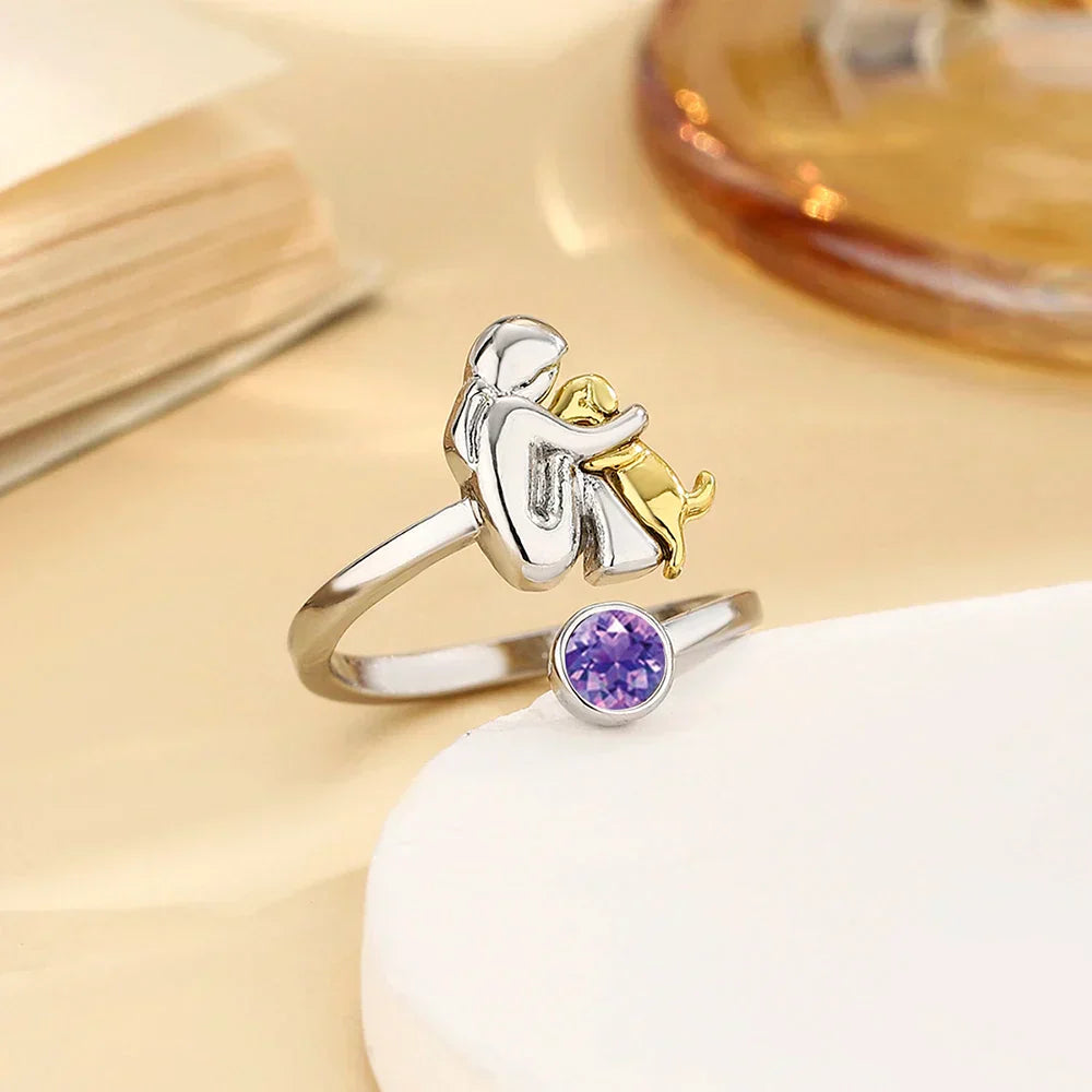Elmont | Adjustable Sterling Silver Dog Hug Ring