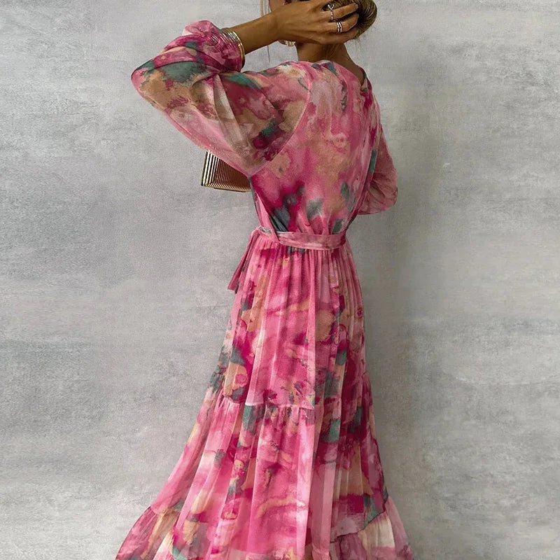 Camila | Wrap Maxi Dress with Tiered Floral Skirt