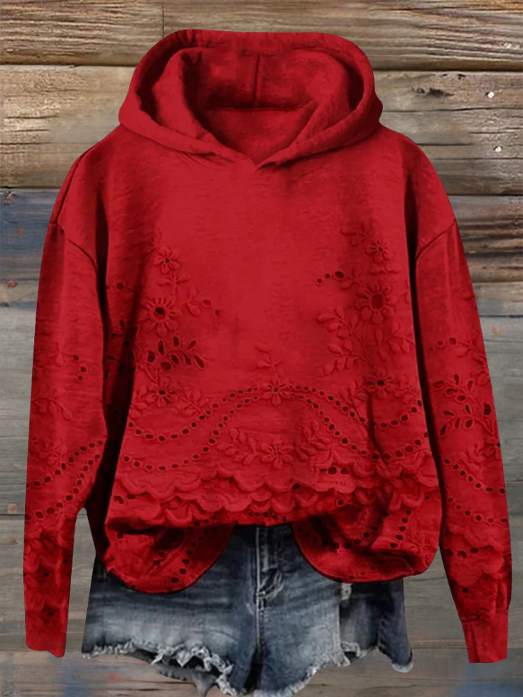 Sarah | Pullover Hoodie with Floral Embroidery