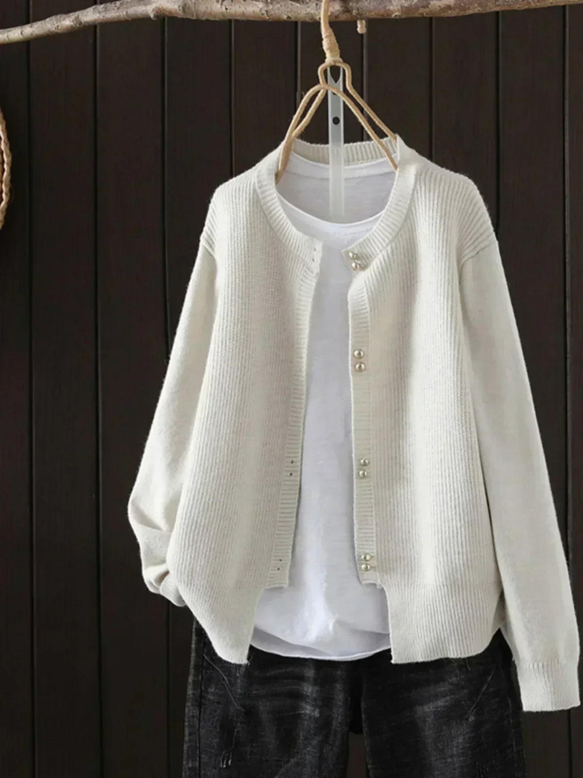 Simone | V-Neck Button-Front Cardigan, Ribbed Cuffs