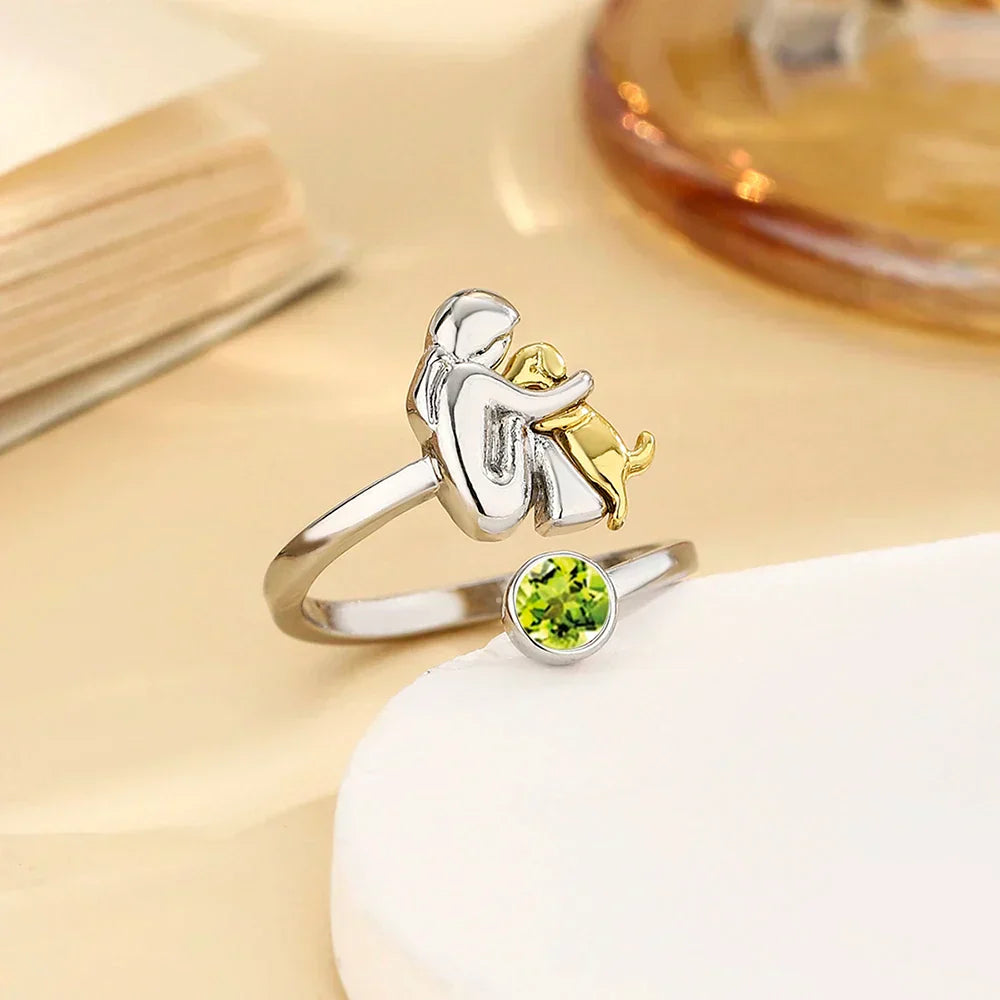 Elmont | Sterling Silver Dog Embrace Adjustable Ring