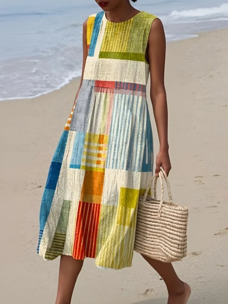 Elmont | Geometric Print Midi Dress