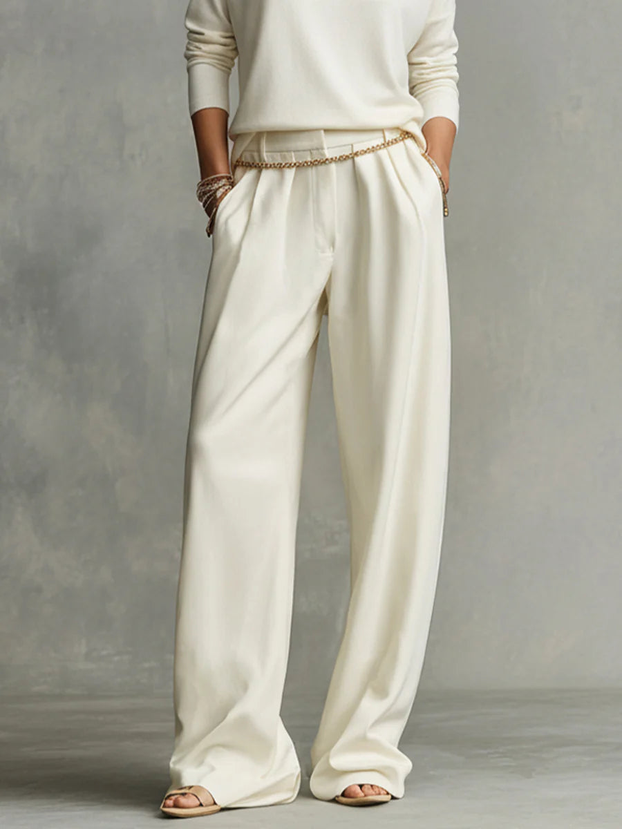 Elmont | Turtleneck Top & Wide-Leg Pants Set with Waist Chain