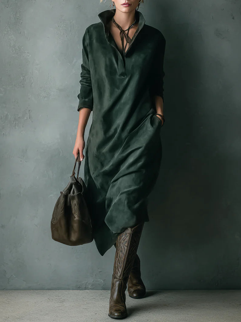 Elmont | Stand-Collar Midi Dress
