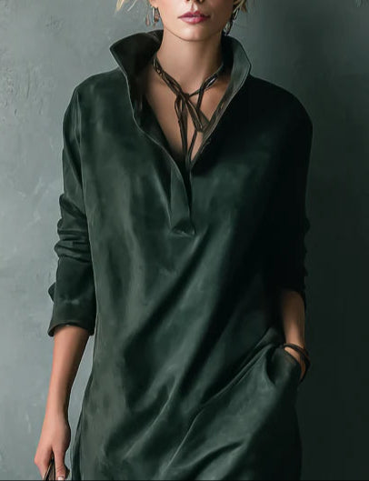 Elmont | Stand-Collar Midi Dress
