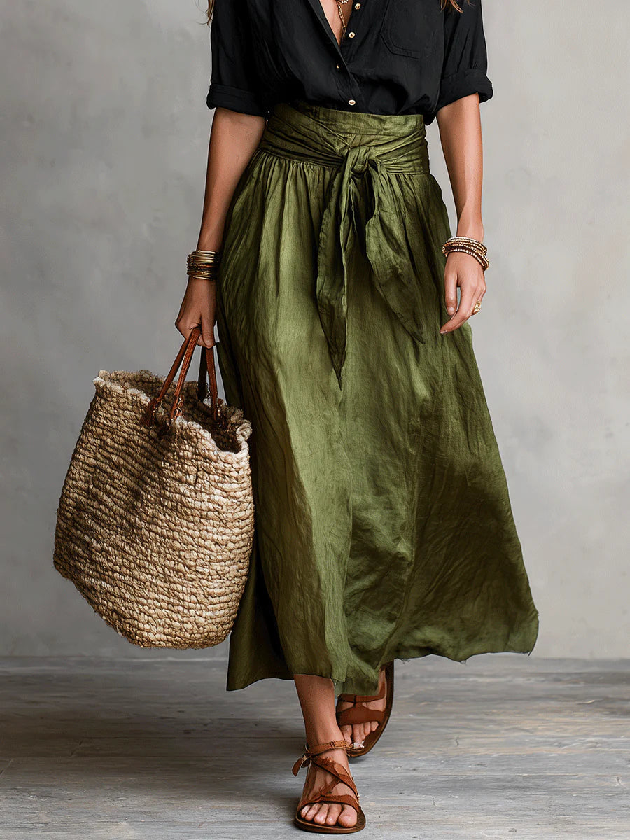 M&H | Two-Piece Set with Belted Midi Skirt